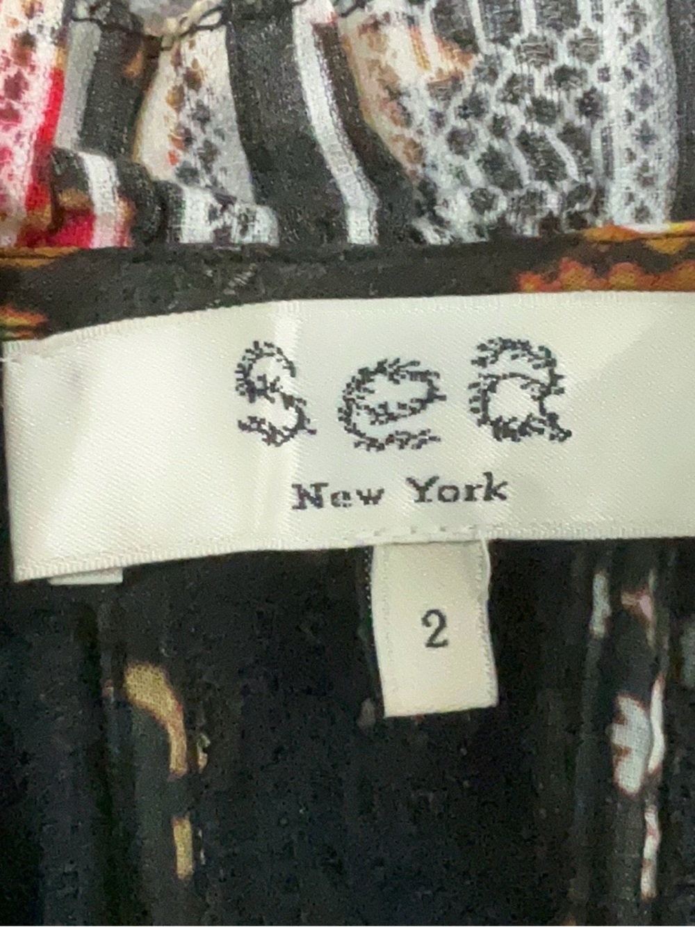 SEA New York Black Floral Long Sleeve Mini - Sz 2 - Picture 10 of 11